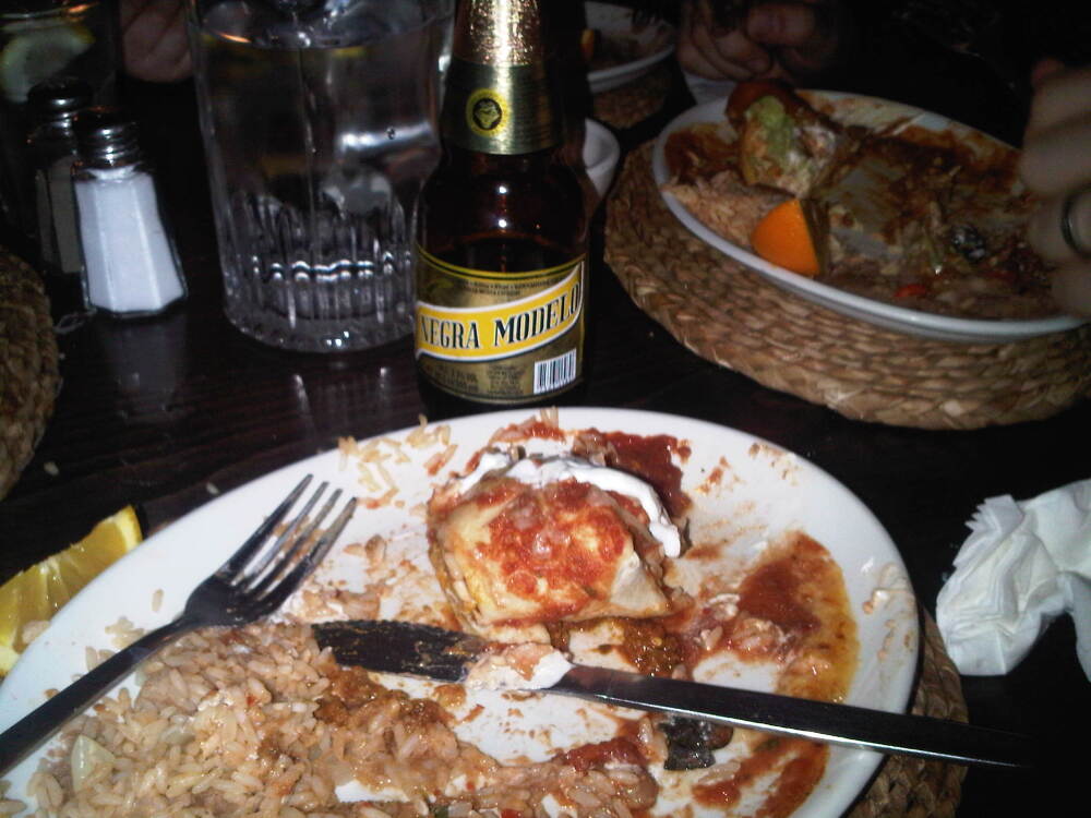 london, UK :: Burrito and a negra modelo at cafe Pacifico