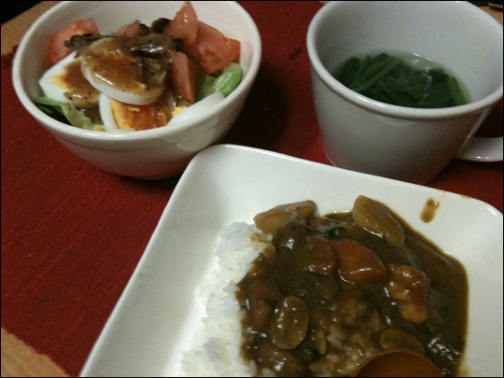 my apartment :: Shrimp curry (I cooked for dinner..)