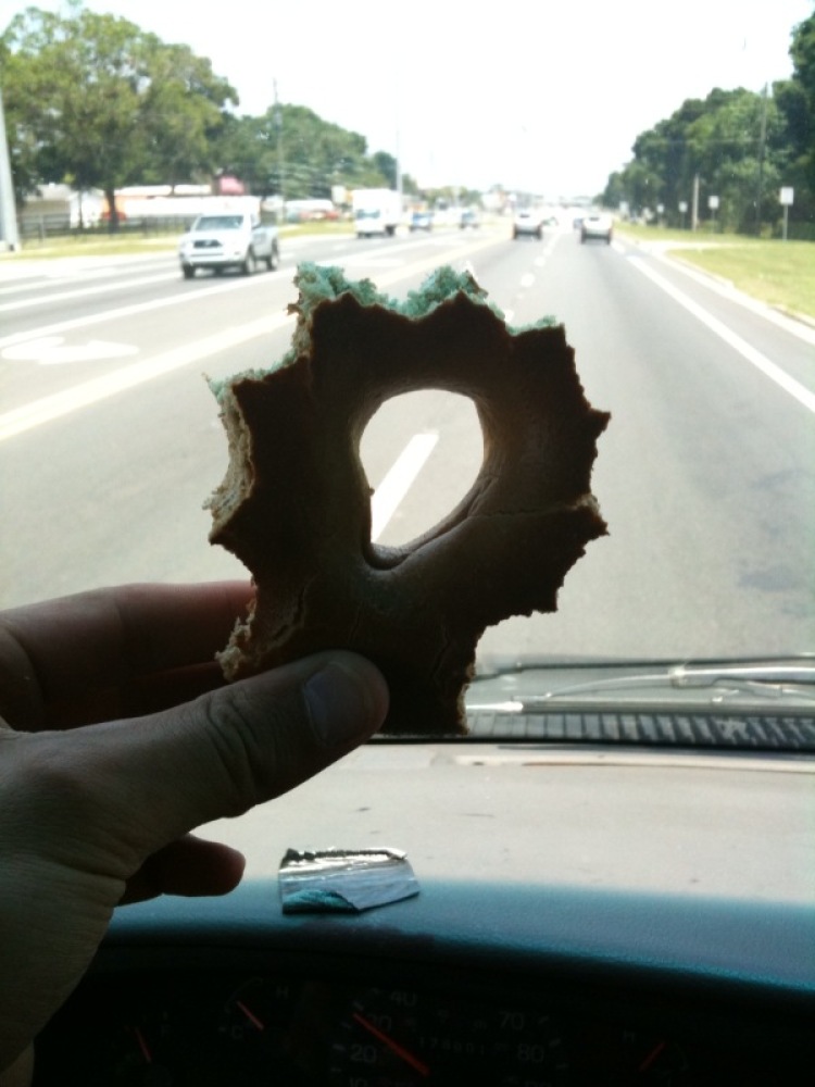 ?? :: I was driving to florida and I had a bagel for a snack and I ate all the round parts of the outside of it so make it a cool bagel... I call it a crazy bagel