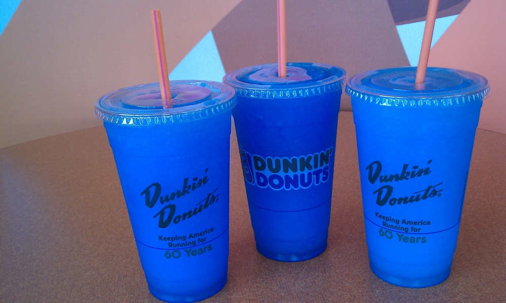 Dunkin Donuts,Newington CT :: 3 delicious blue raspberry coolatas! 
