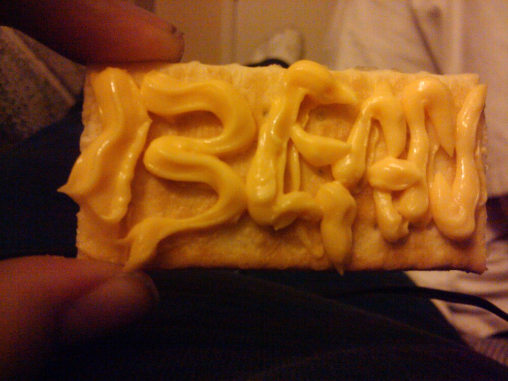 vancouver, wa :: cracker with spray cheese. "BEAN"