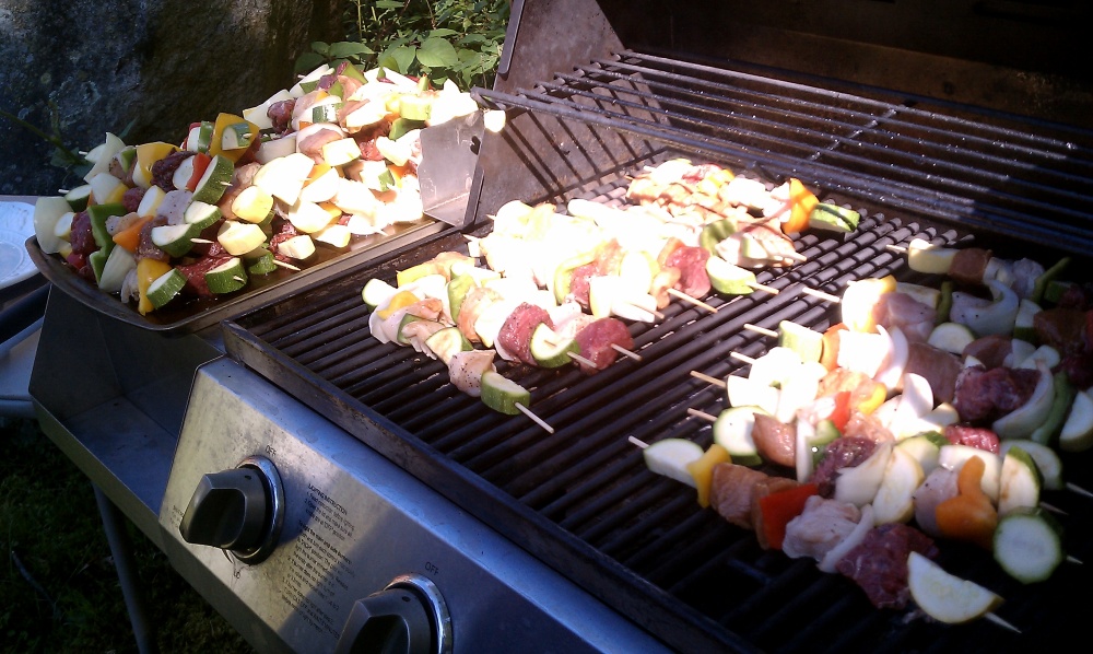 Milford NH perron's backyard :: kabobs by Gary