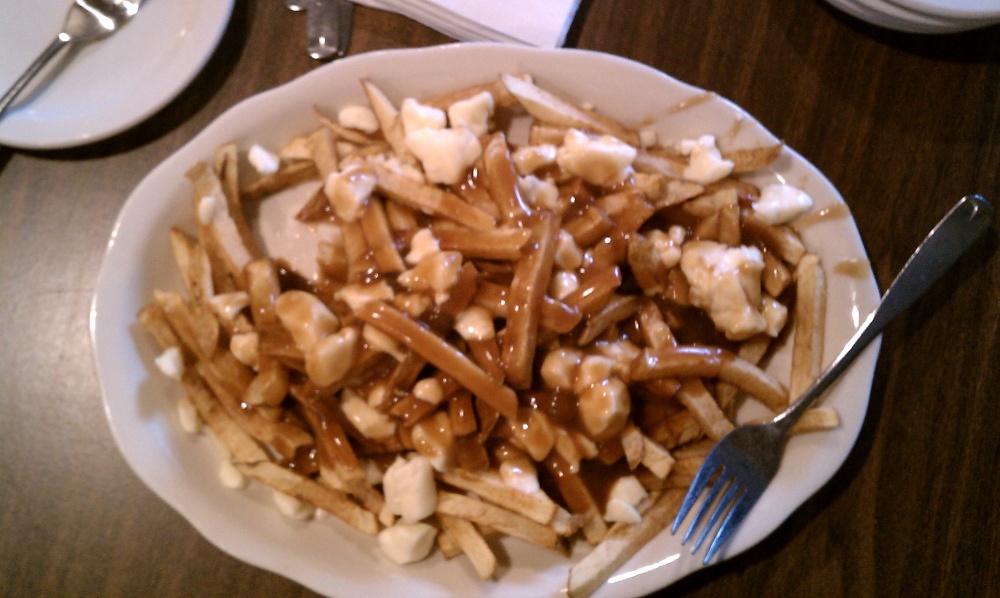 medford, ma :: poutine with local squeaky cheese from Spa restaurant near Canaan, vt