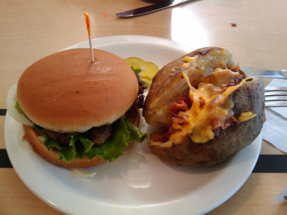 Atlanta, ga :: Burger and a loaded baked potato...from chick fill a