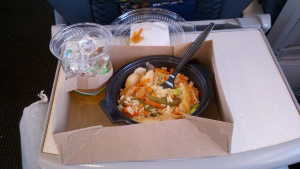 bussiness express accela bos to nyc :: teriyaki chicken rice bowl &  sailor jerry on the rocks