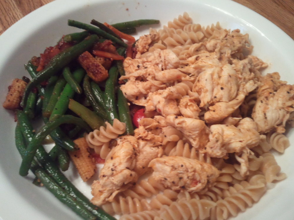 Wichita :: Chicken over noodles, with asian style green beans