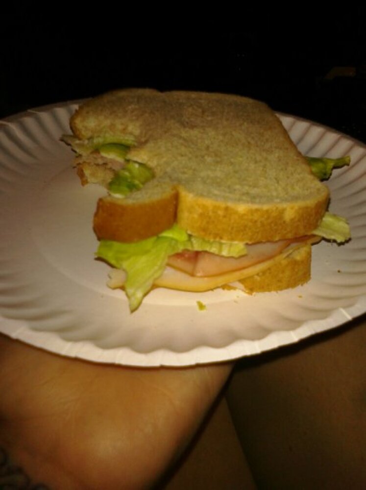 ALLENTOWN,PA :: honey turkey ham,white American chz ,lettuce,and olive oil mayo on wheat.