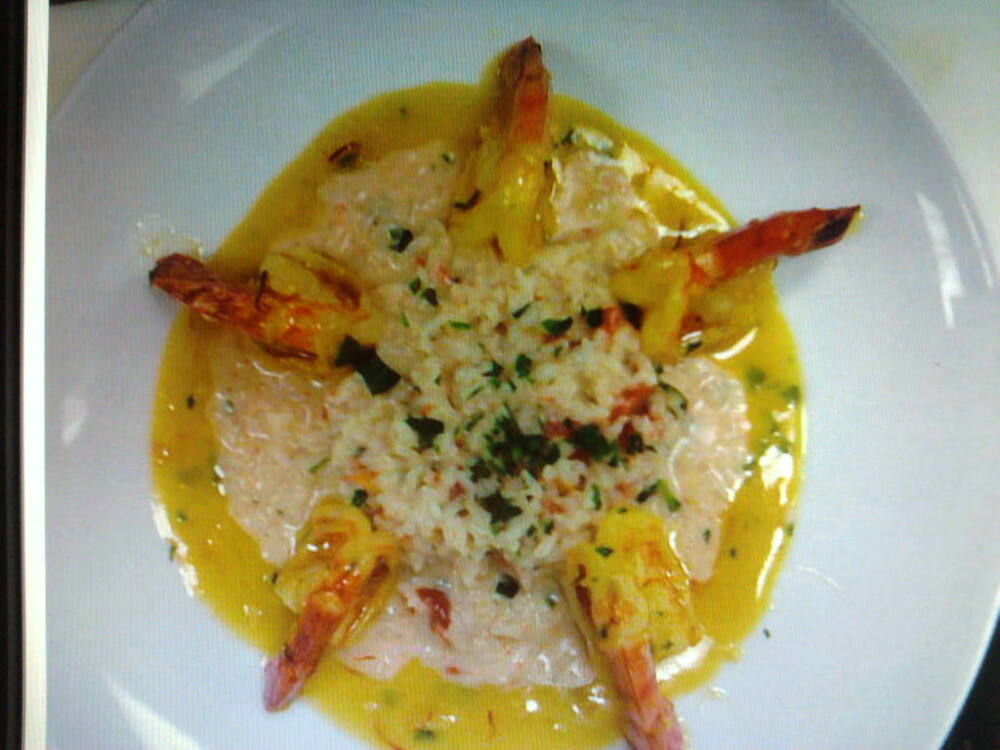 eastern ct :: saffron shrimp with parmesean basil risotto