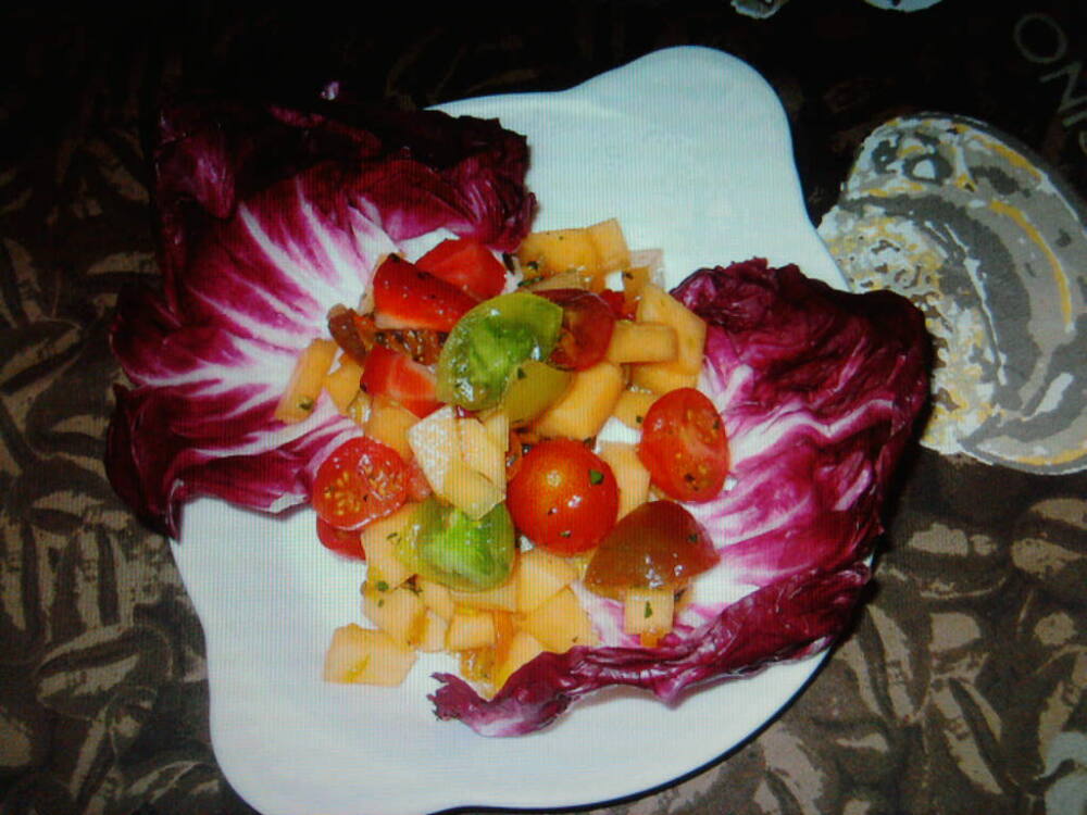 eastern ct.  :: mixed fruit and grape tomatos with a kumquat vinaigrette over radicchio