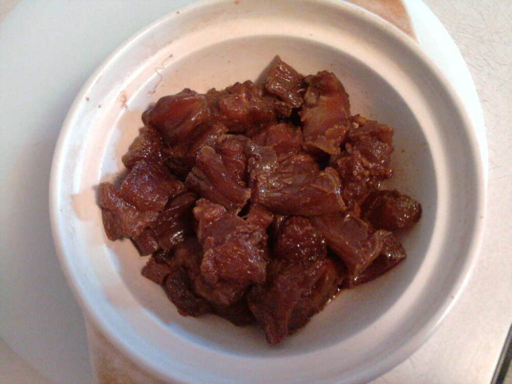 eastern ct :: this will probably gross out a few people but it is quite good. its red braised beef tendon. after simmering in braise for 2 hours it has the texture of gummy bears with a beef and star anise cinnamon ginger flavor. this is true chinese food