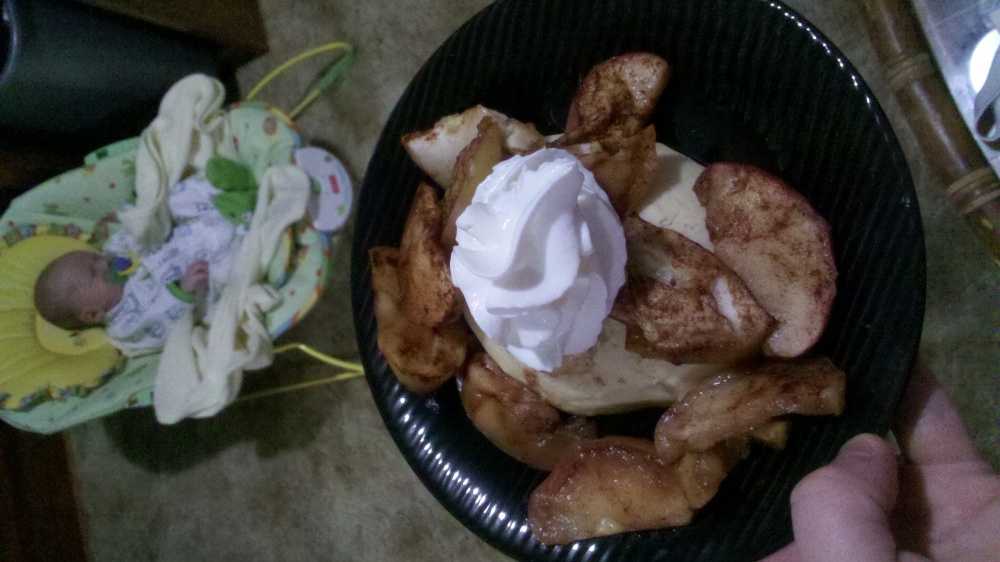 New Britain :: I made my husband some apple cider shortcakes and some cooked apples in cinnamon and sugar