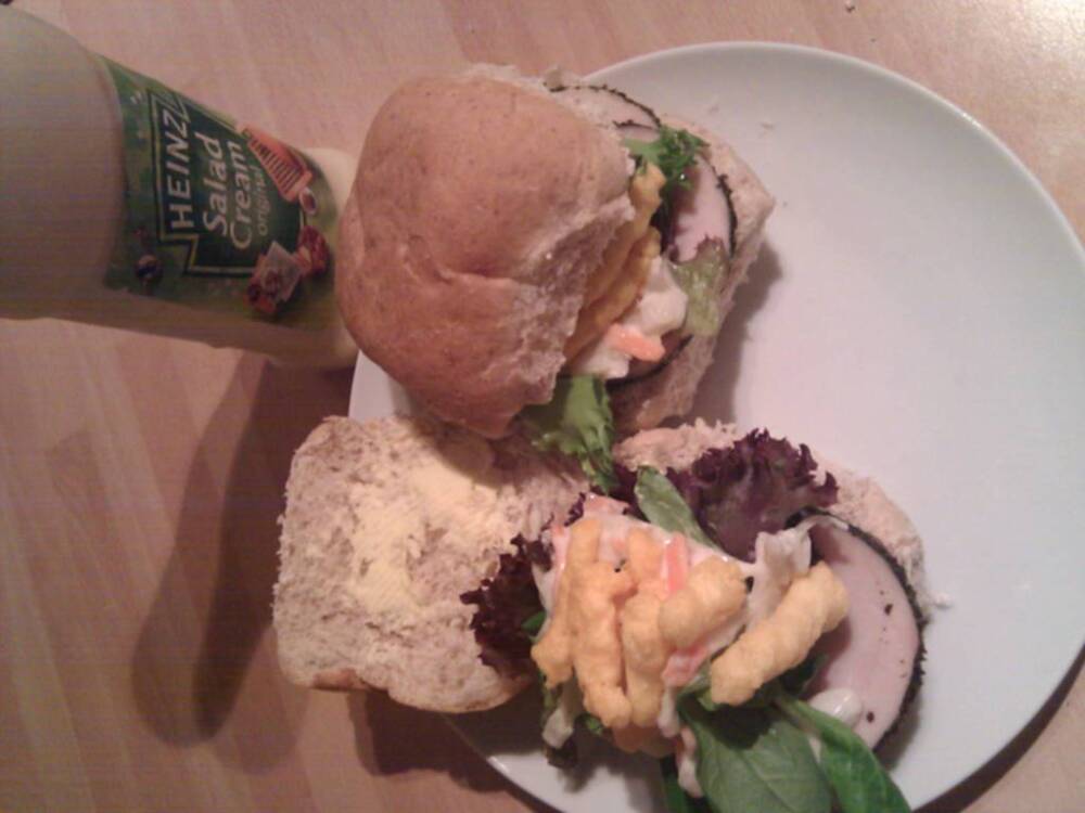 manchester uk :: chicken, lettuce, coleslaw and crisp sandwiches mmm