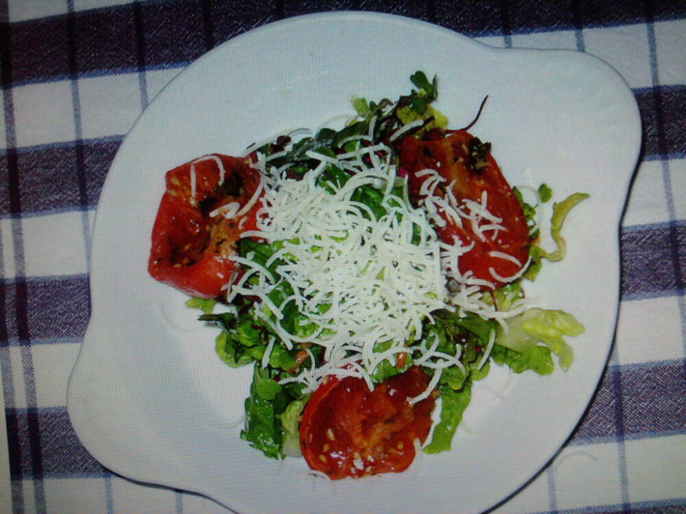 eastern ct :: micro green salad with heirloom tomatos and ricotta salata