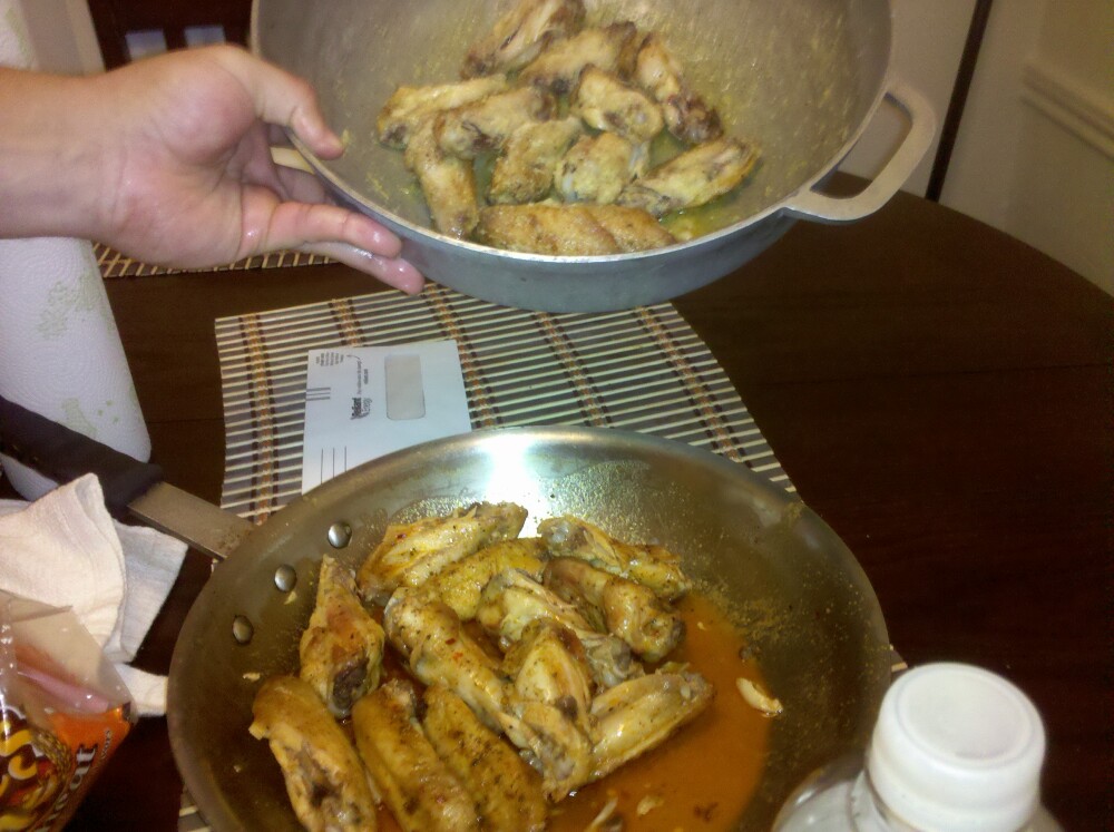 Drews :: homemade wings ...Lemon pepper hot and Garlic Parmesan. Beer not pictured lol