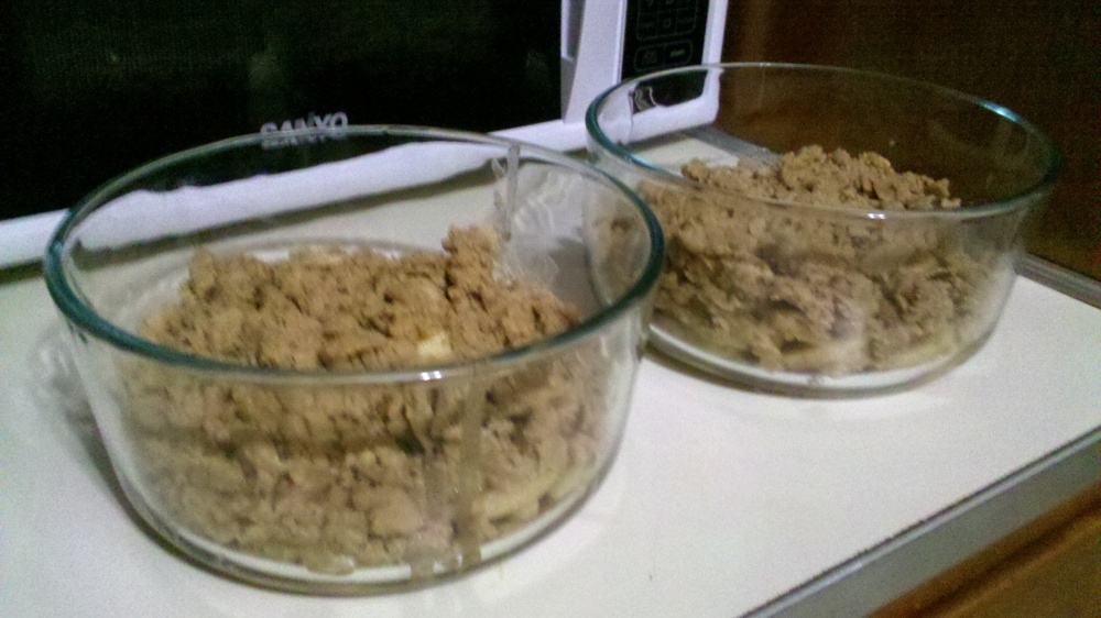 New Britain CT :: making apple dessert with crumb topping.