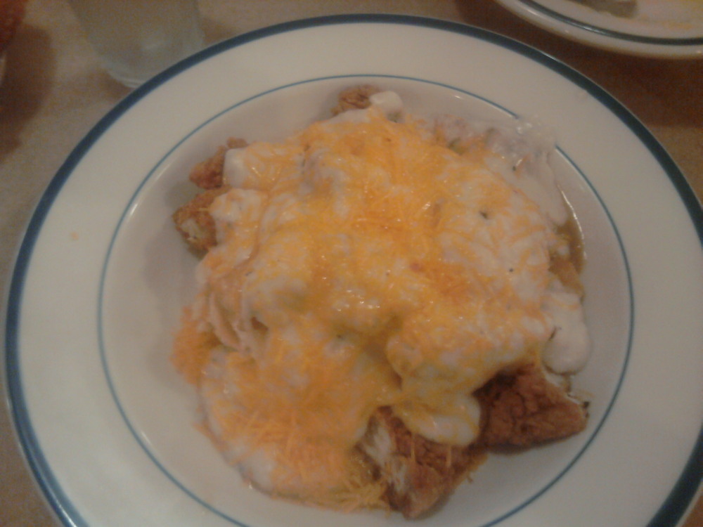 Toledo, Ohio  :: bob evans chicken fried chicken bowl. its delicious. not on menu anymore where I live but if u ask they will make it for you. its soo good!