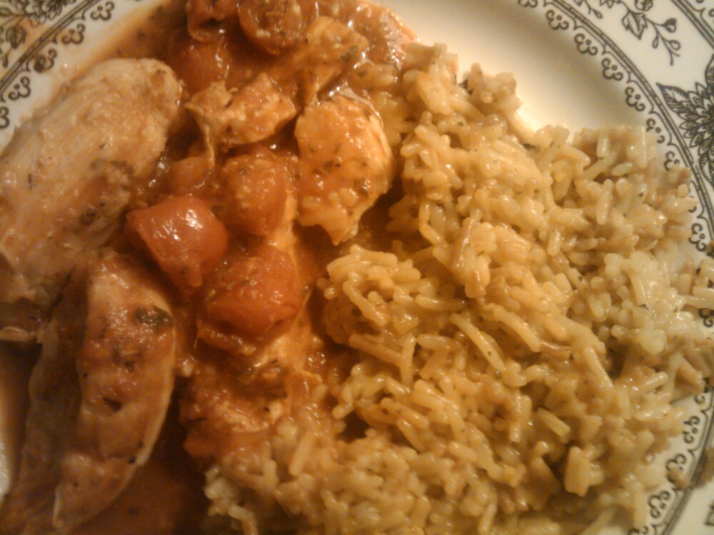 1St Ward  :: chicken with cherry tomatoes and basil with chicken flavor rice  