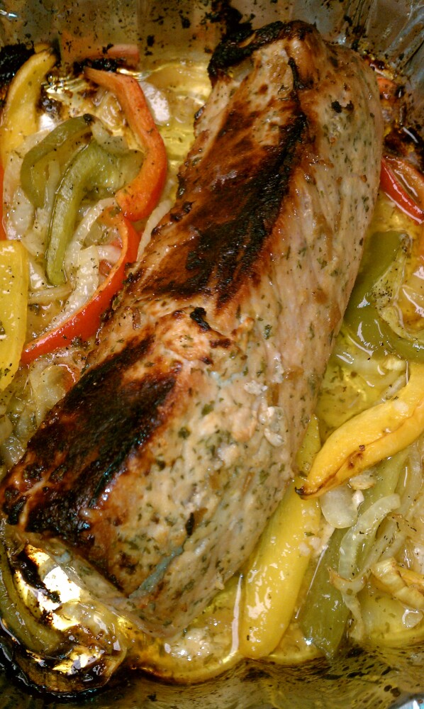 ALLENTOWN,PA :: lemon,pepper,fresh garlic,onions,green, yellow & red peppers roasted pork loin :] mmMmMmm