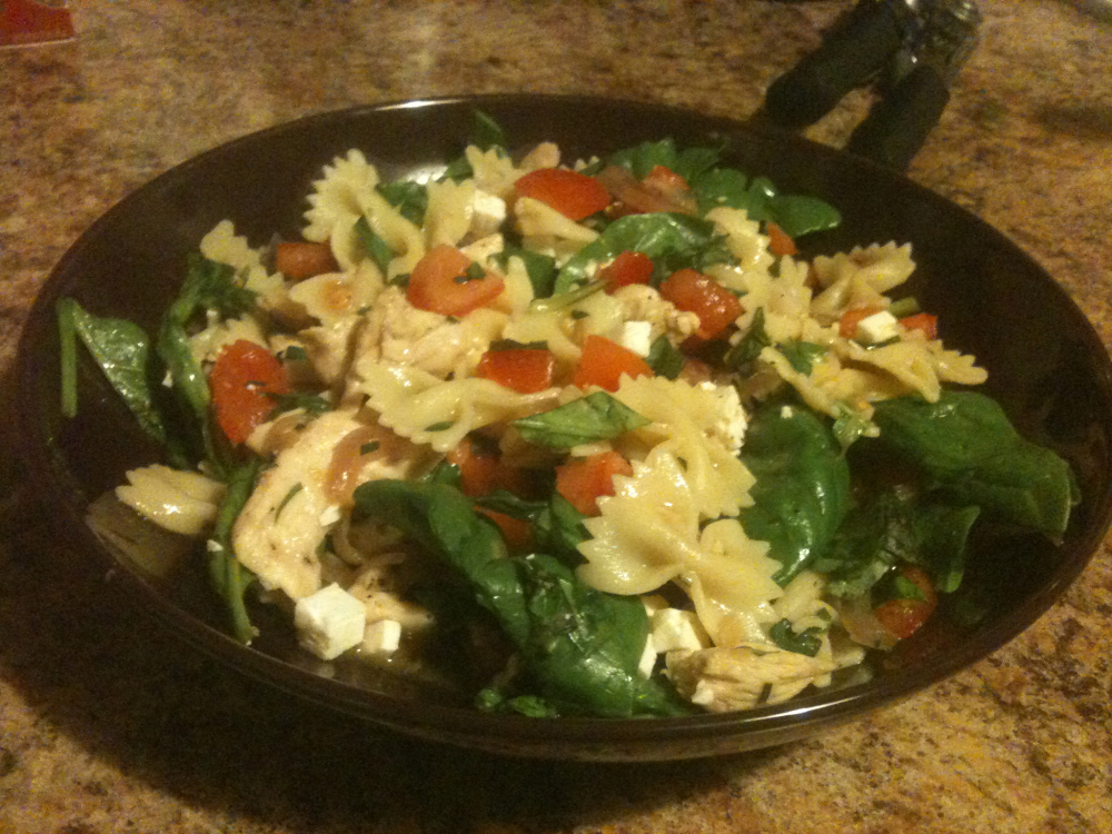 Brooklyn NY :: Farfalle with spinach and veggies