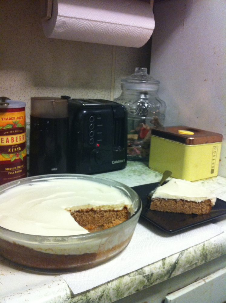 Brookline :: Spice cake with Sailor Jerry's cream cheese frosting, make by Kelley! Mmmmmmm.