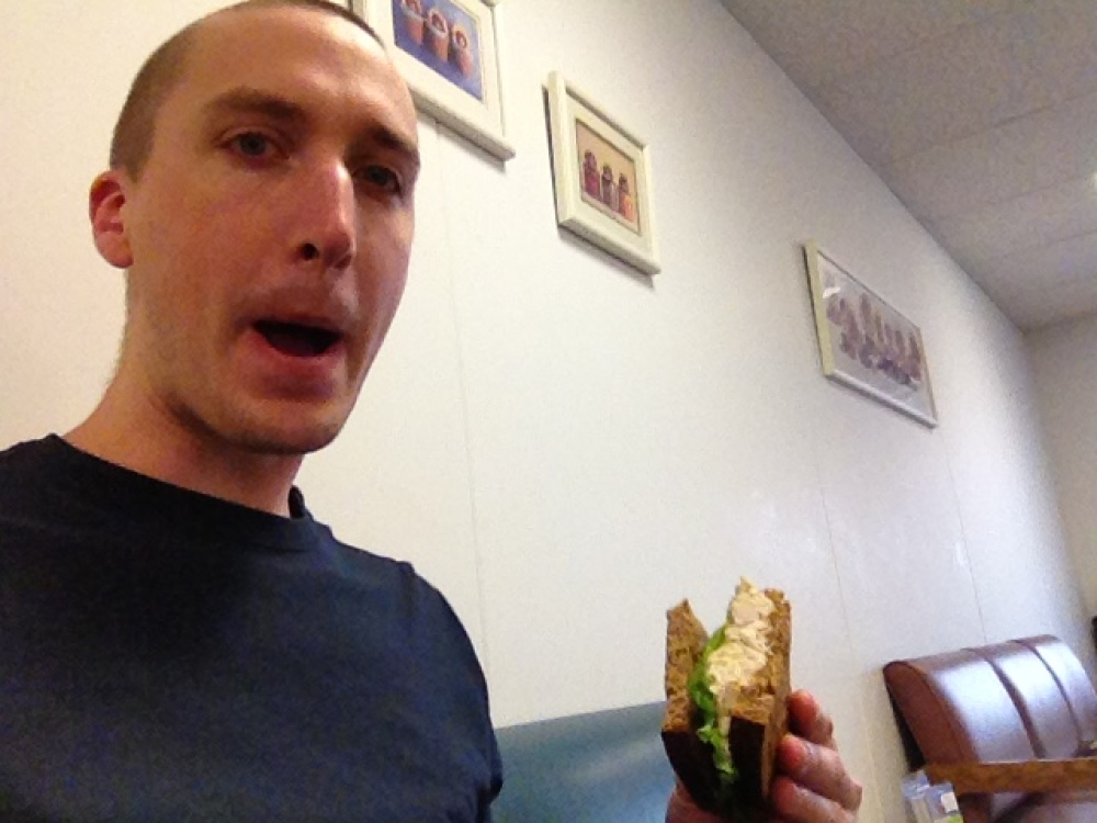 Doctor's office waiting room :: The nurse came out with a sandwich platter and offered me a sandwich.  YES PLEASE!!