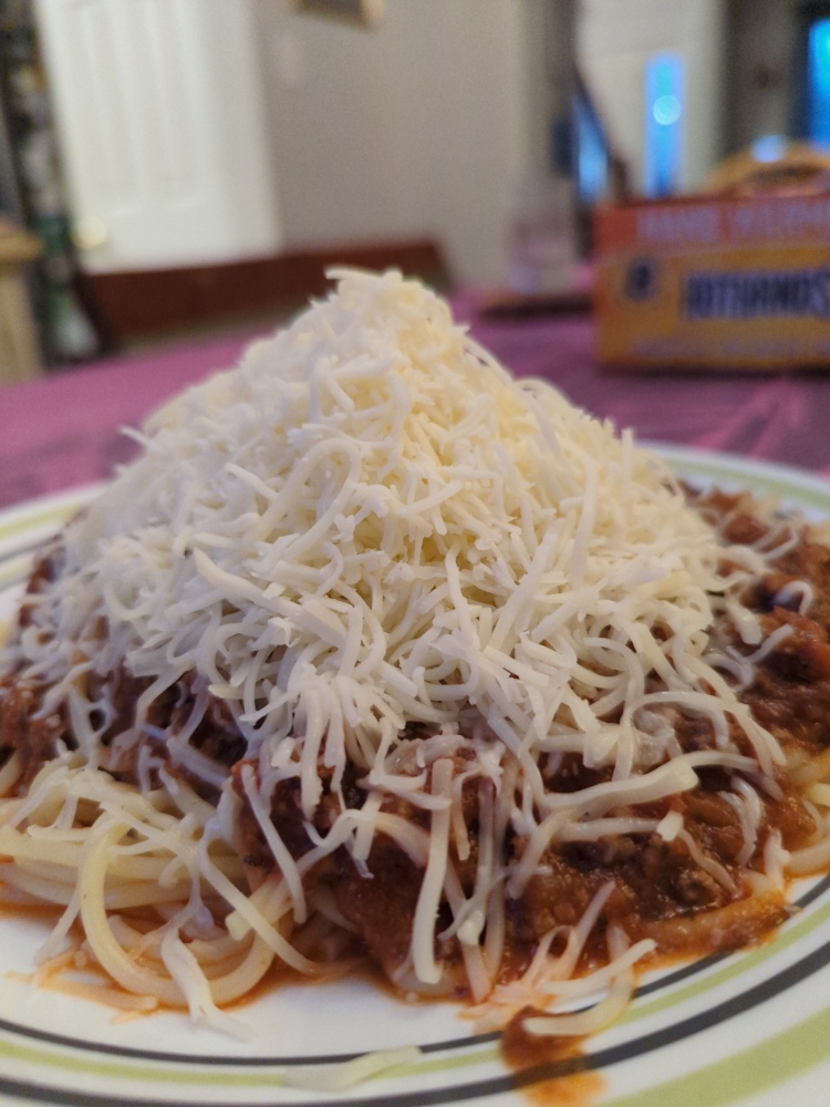 home :: cheese with spaghetti