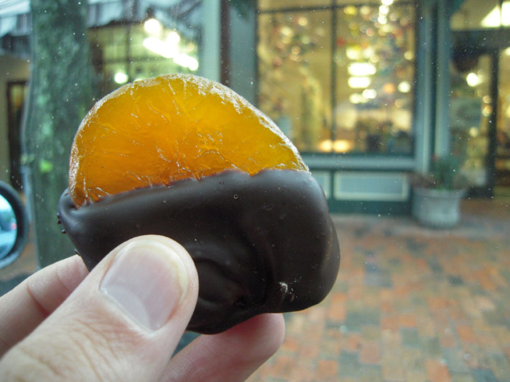 York Maine :: dryed apricots are great with chocolate!!!" again eating fresh treats in the car!