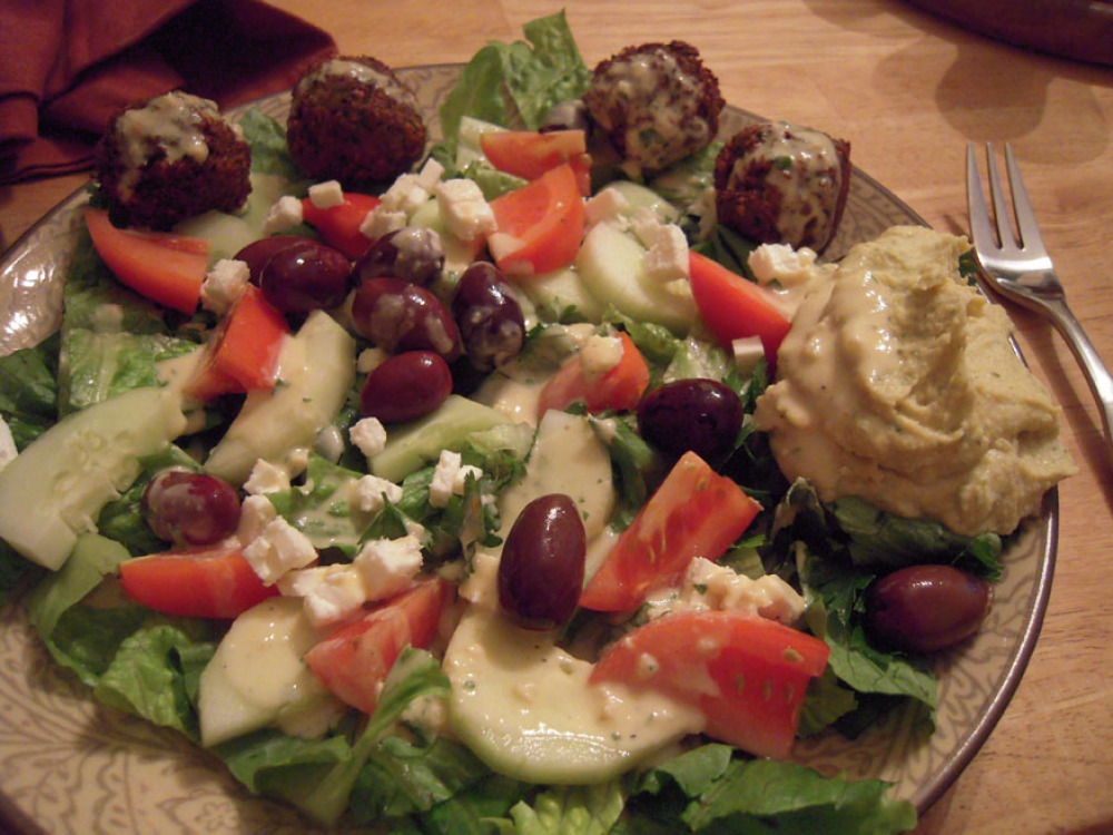 Brothers house Portland, ME :: my brother made us some falafel!!!" FRESH FALAFEL is best!" it was Falafel Salad night!