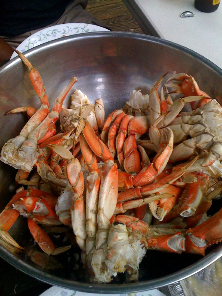 Parents House Milford, NH :: Dungeness Crab feast!!! 8 hungry mouths and 30lbs of crabs!!! this just a fraction of what we had!