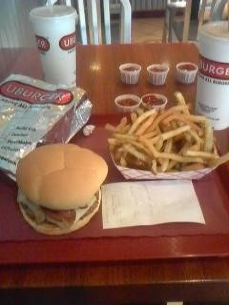 Uburger, Boston :: Uburger is the best burgers on this earth! This is the first one of the semester! Cowboy Burger with a side of fresh french fries and a Mocha Frappe! soooo good! 