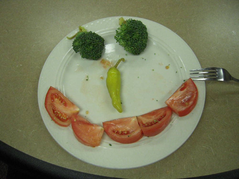 Work :: I made a face out of my veggies..." yeah I do that sometimes"