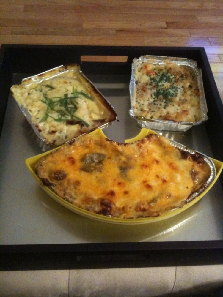 SoHo :: Three kinds of mac and cheese from this place called MacBar.

The top two are called Mac Quack (Duck Confit!) and Mac Lobsta'
and the bottom one is Cheeseburger Mac.

They were all delicious!!  This place takes their Mac seriously!  My kind of place for sure.