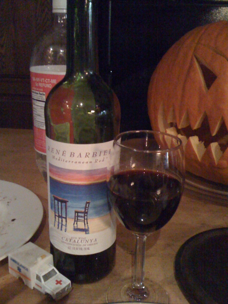 home :: Rene Barbiei, Mediterranean Red table wine. I thought this deserved it's own consideration. A  mix of Merlot and Tempranillo, alone it has a bit of a zip on your tongue, not very fantastic. But as a dinner wine, particularly with a steak, it was excellent. And at $4 a bottle you can't go wrong for table-plunk. 
