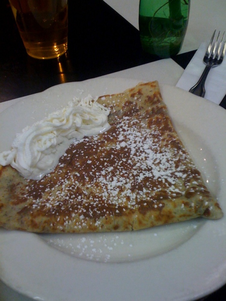 MHT Airport :: this is a Nutella Crepe...  it was not very good... I washed it down with to PBR ponders!
