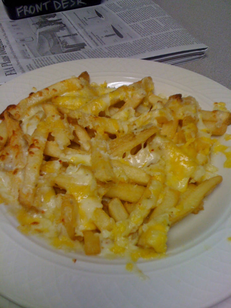 Marriott Back Room :: Cheese fries are always better when they are delivered to you from the chef!  