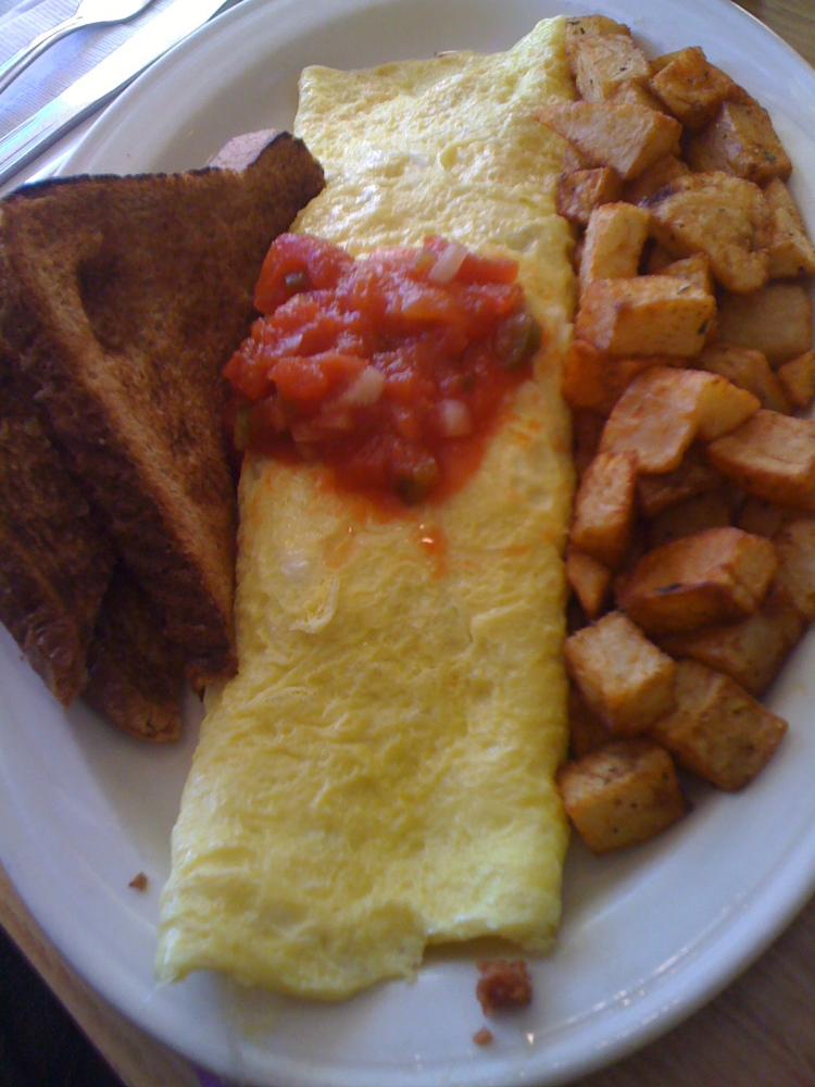 Nathaniel's Family Eatery Nashua, NH :: this was a great egg omlet... it was made with eggs!  I ate the toast first and it was nice!  