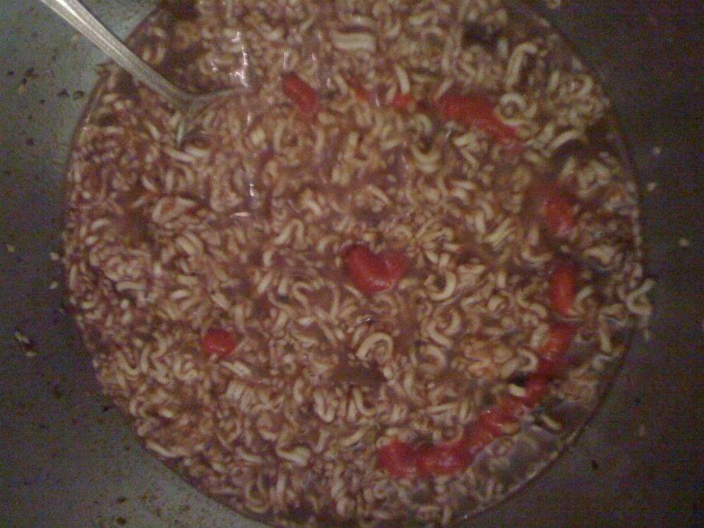 My House Cambridge, MA :: late night customizing ramen noodles with yummie ingredients from the kitchen and that is a sriracha smile :)