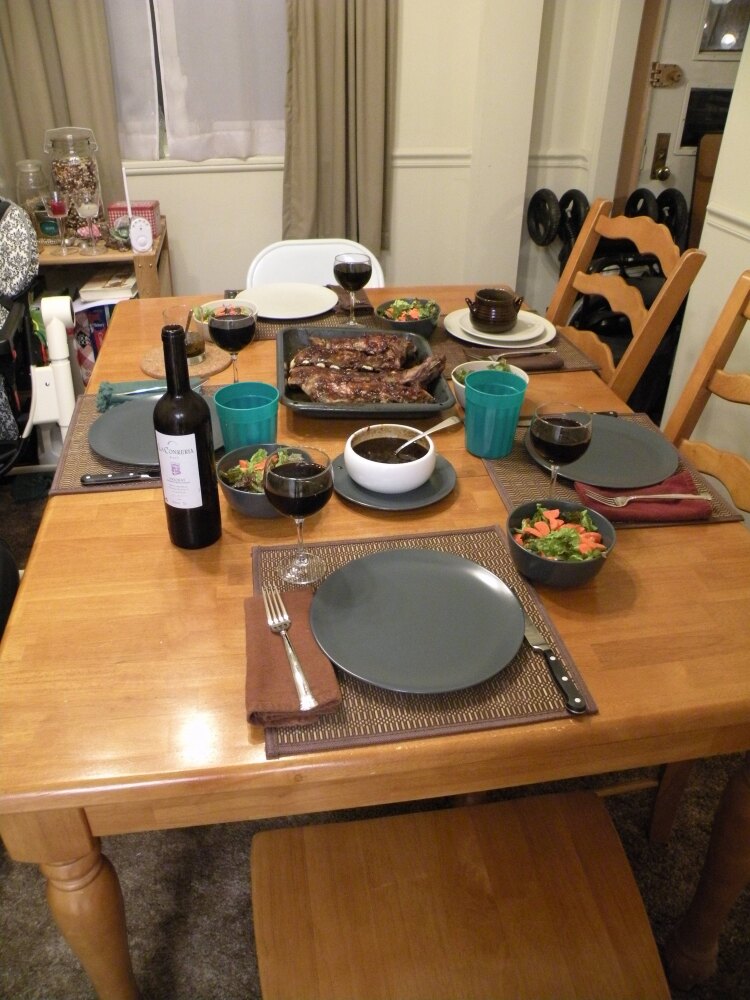 Greenbelt, MD :: Ribs (with my own BBQ sauce), salad, and wine