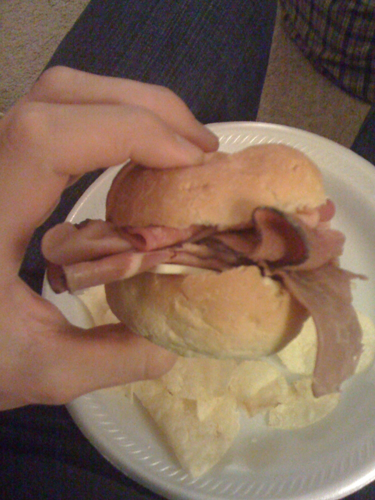 Rockford, IL :: small roll with lots of sliced ham!  