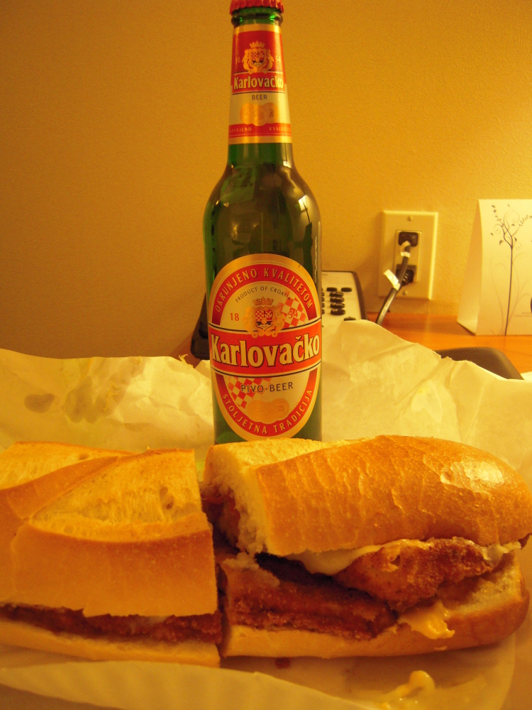 Gaspar's Deli, 4402 25th Ave  Queens, NY :: It was just an awesome little Deli run by this guy from Dalmatia in Croatia. Chicken Cutlet sandwich with provolone and Russian dressing.. plus, a Croatian beer! Maybe it's just me, but there's something awesome about ordering a sandwich in a deli and having the guy say "sure, can you hand me one of those baguettes in the corner?" The sandwich kicked ass.