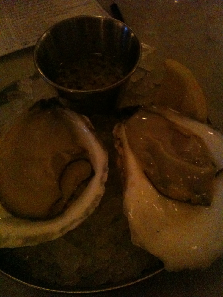 Neptune Oyster :: a few briny east coast oysters on a cold and snowy evening are always a good time!  Washed them down with a few glasses of Harpoon Oyster Stout