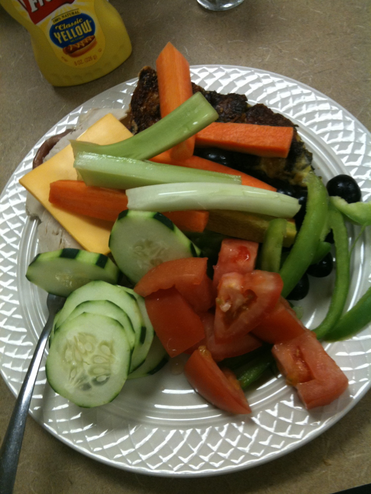 Marriott Lunch Room :: this looks like a plate of vigges.  but its not!  I put some meat slices under the cheese!