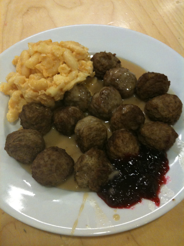 Ikea - Stoughton, MA :: some Ikea meat-balls w/ gravy and I paid .50 extra for the mac and cheese! I went on a tuesday and I should have gone tuesday after 4pm... the meat-balls are $2.49 after 4pm on tuesdays...that store kind of sucks if you ever want to leave... I had to bust through an employ's only door to exit the building!