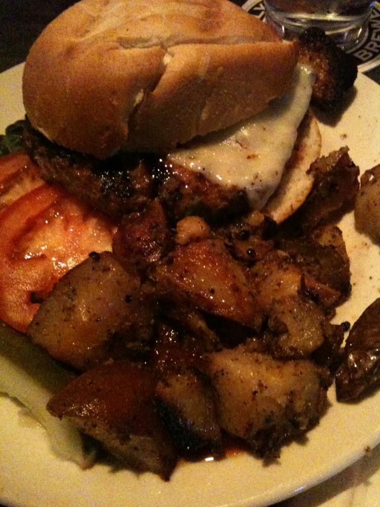 Miracle Of Science -  Cambridge, MA :: Prob one of the best burgers of its kind in cambridge! this is the RB Burger aka "Ronie Burger". it comes with large chunks oven baked harsh-browns and jalapenos mixed into the burger!  one of my browns was black but i ate it anyway!